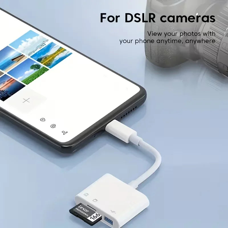 USB C SD Card Reader for Iphone 15-17 Ipad Mac Pro Air with USB a Port Micro SD Memory Card Adapter Camera Card Reader