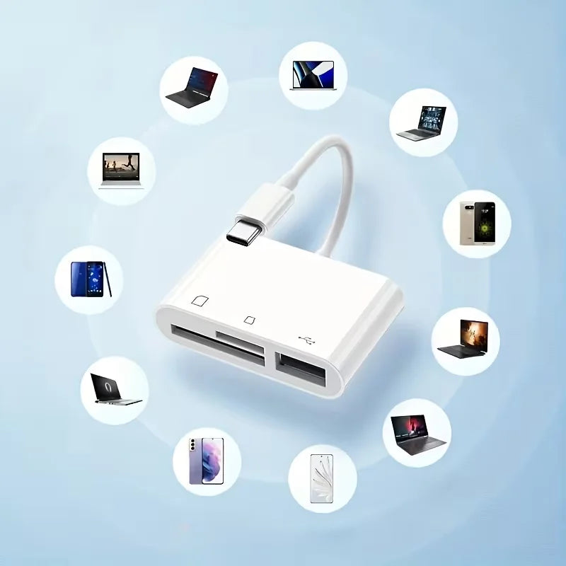 USB C SD Card Reader for Iphone 15-17 Ipad Mac Pro Air with USB a Port Micro SD Memory Card Adapter Camera Card Reader